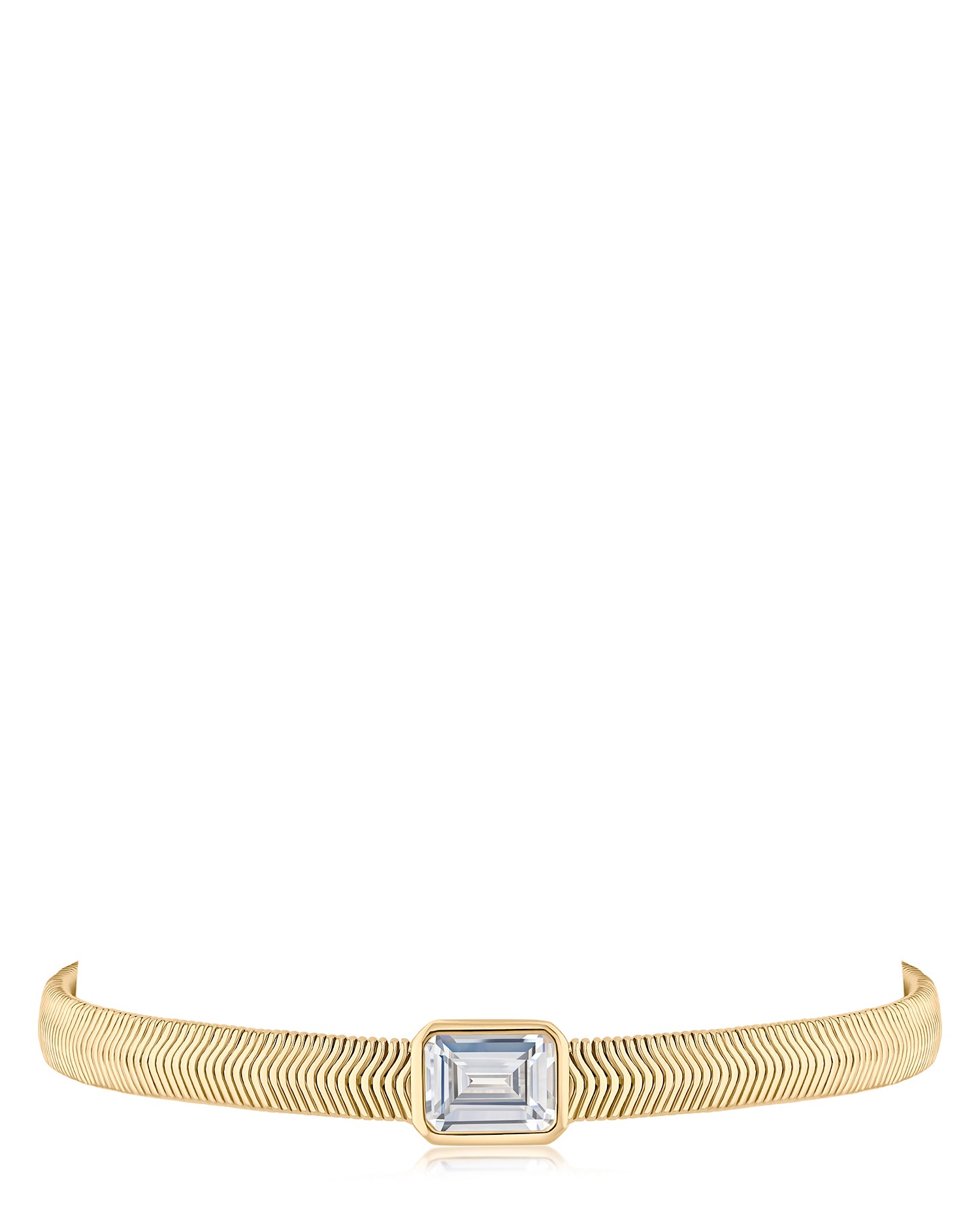 Emerald CZ and Herringbone Chain Bracelet