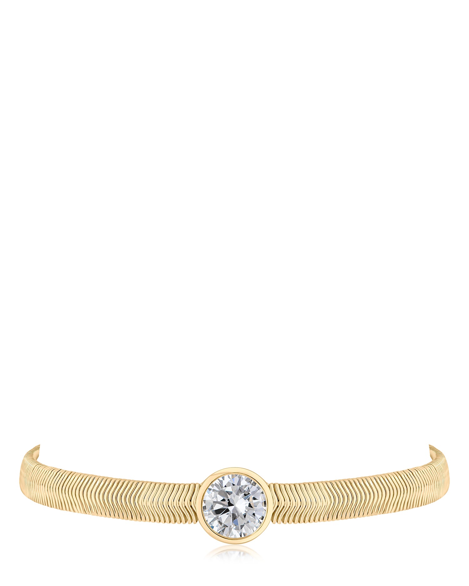 Round CZ Herringbone Chain Bracelet