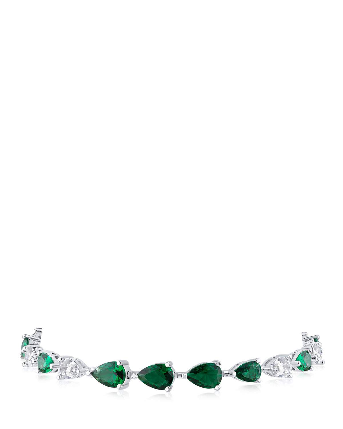 Emerald Green Pear CZ Tennis Bracelet
