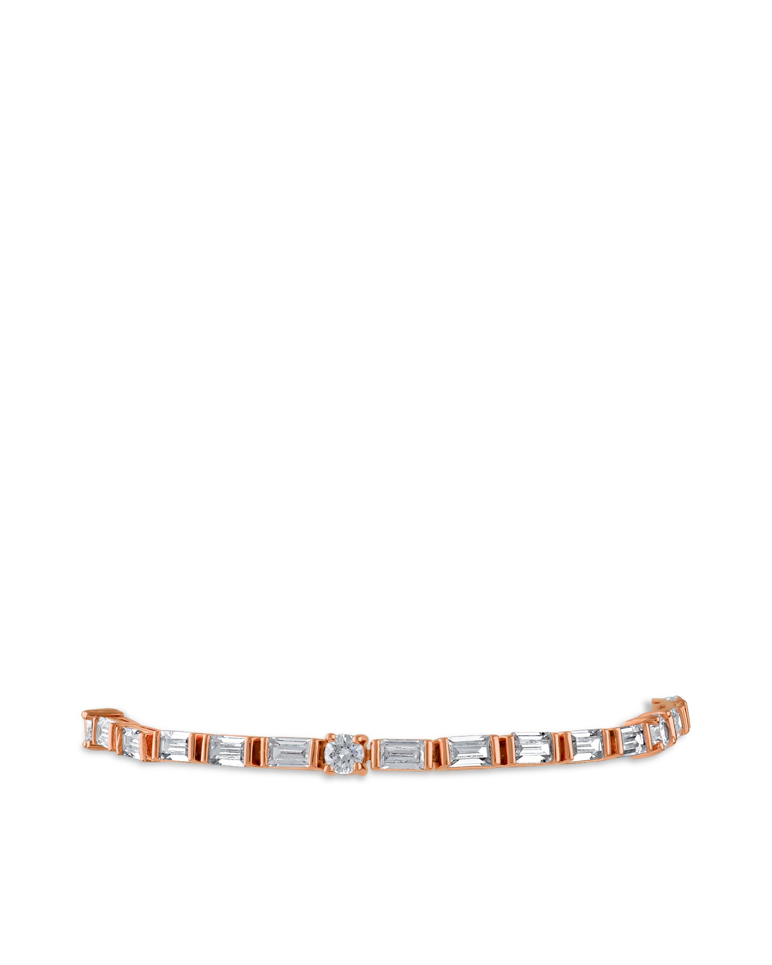 Baguette and Round Stone Tennis Bracelet