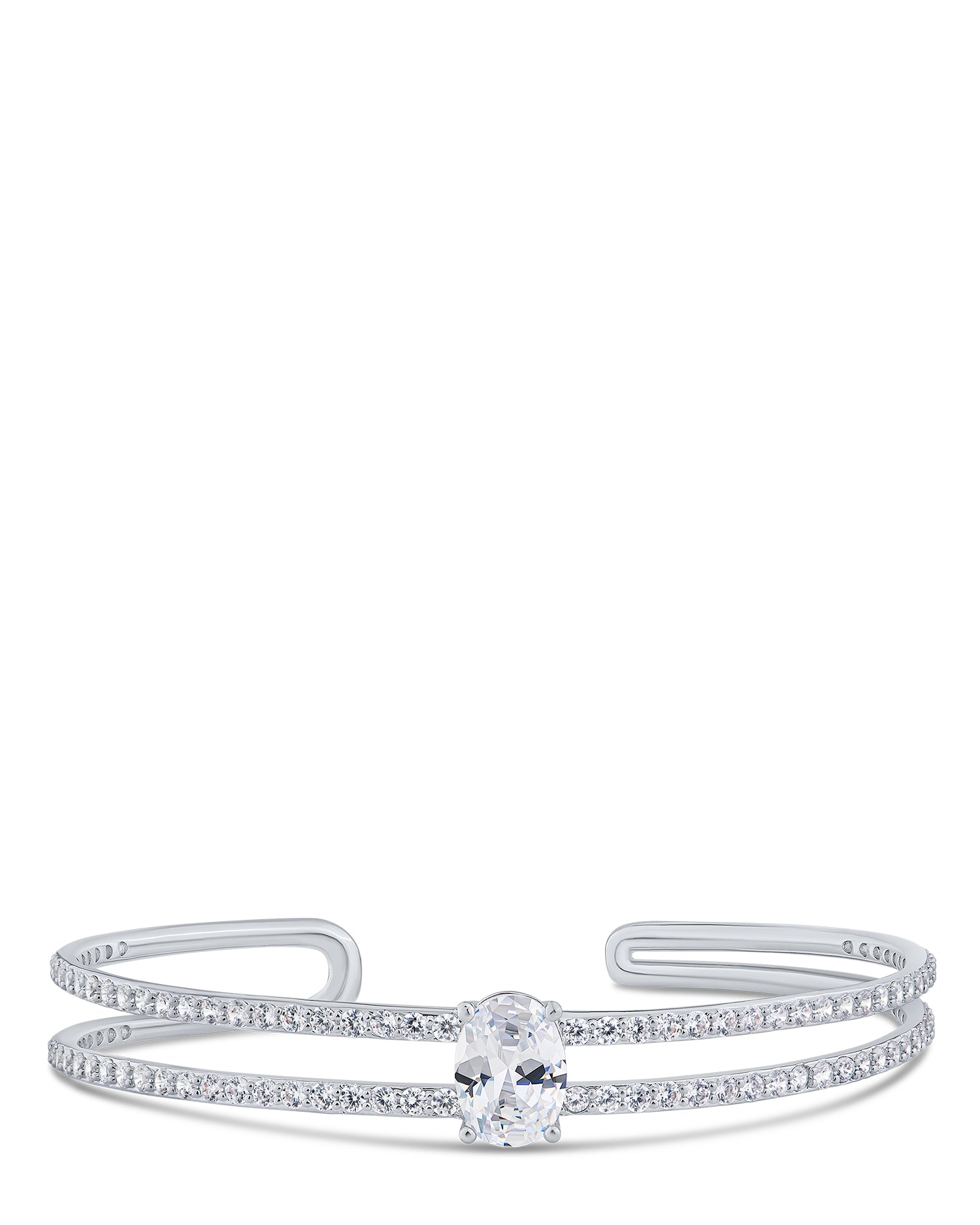 Double Row CZ Open Cuff Bracelet