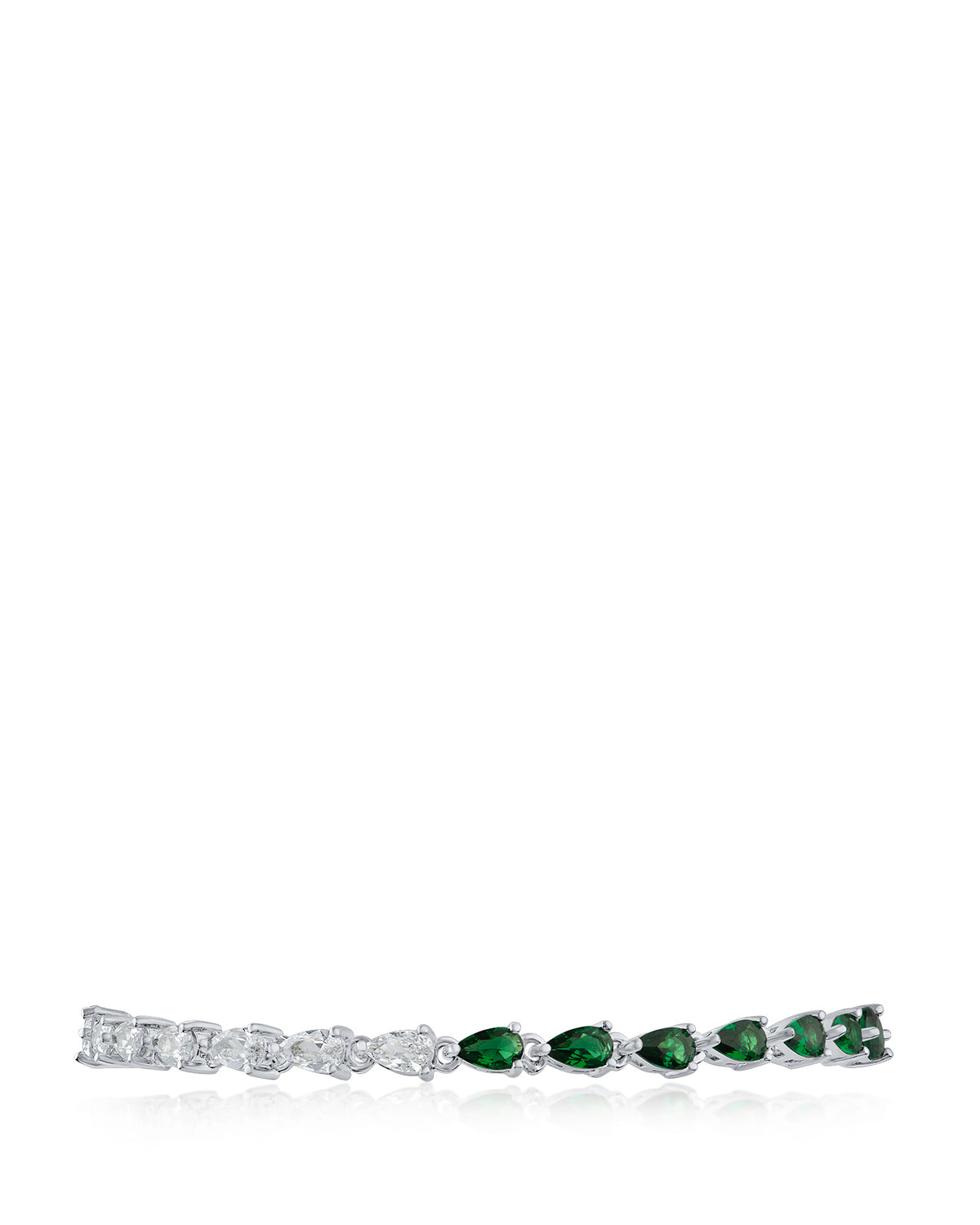 Two-Tone Emerald & Clear CZ Tennis Bracelet