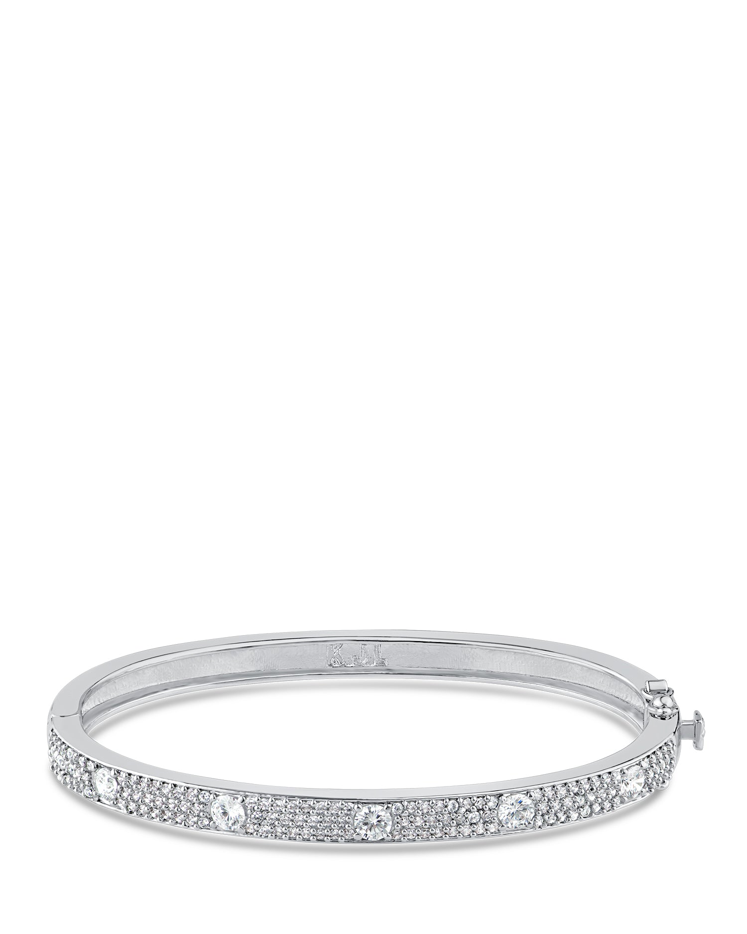 Pave and Round Hinged Bangle
