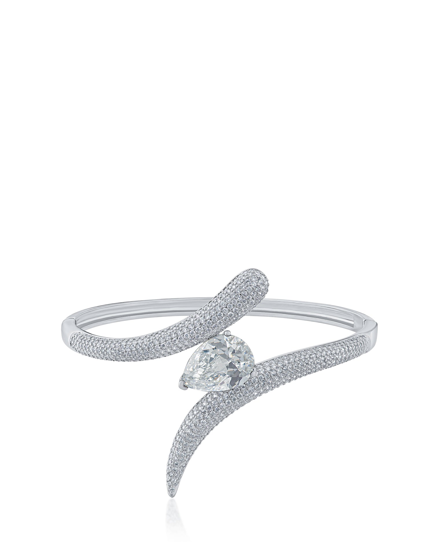 Pave and Pear CZ Open Wrap Cuff