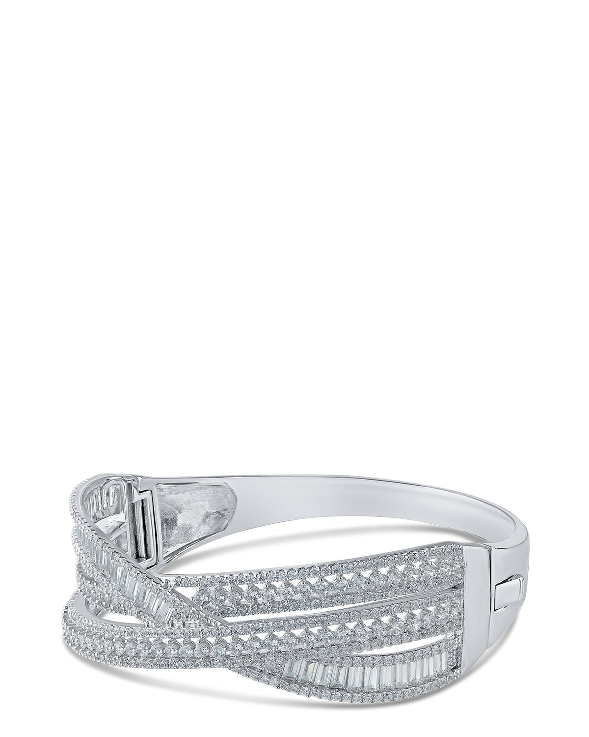 Multi CZ Overlay Cuff Bracelet