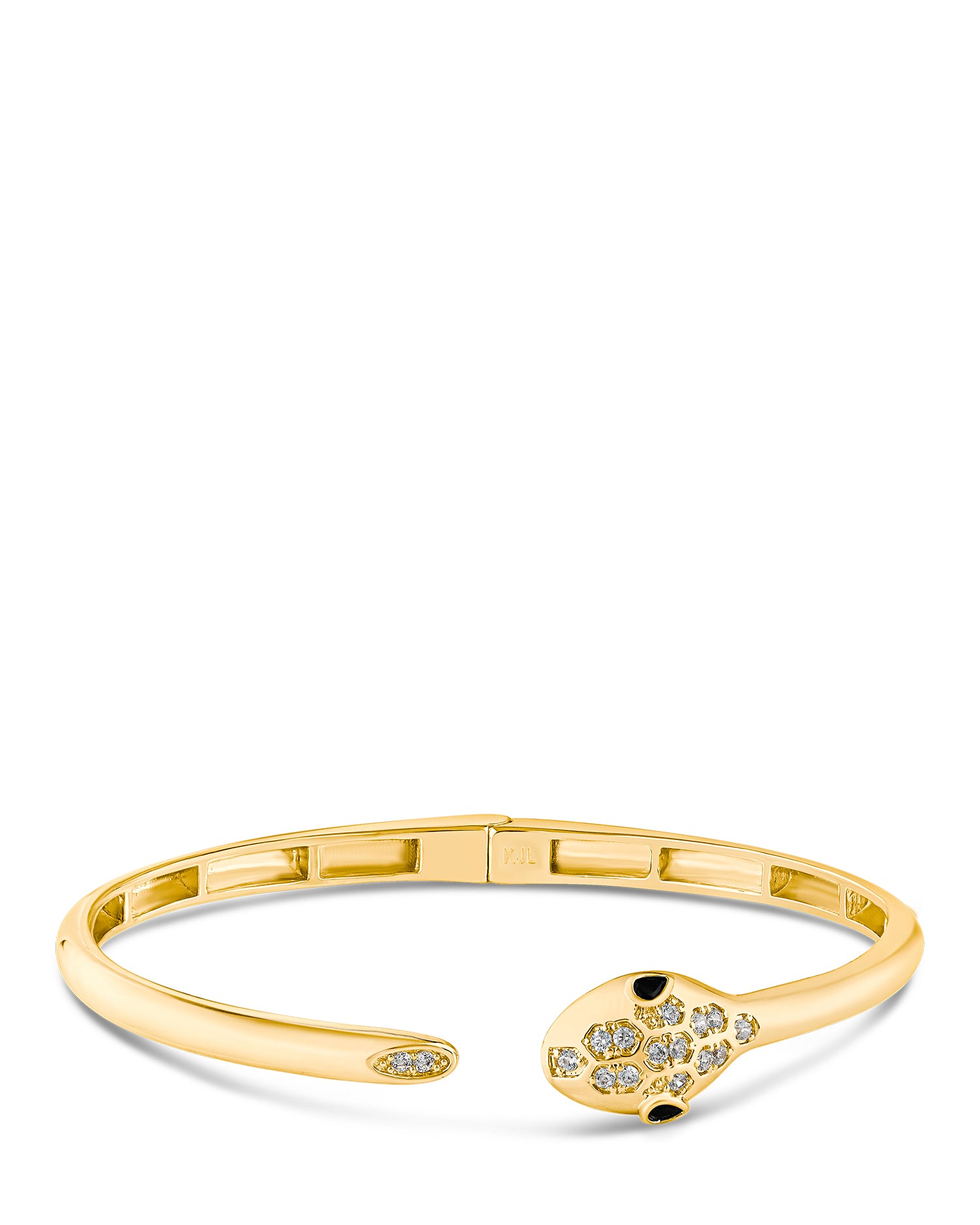 Pave Snake Head Open Bracelet
