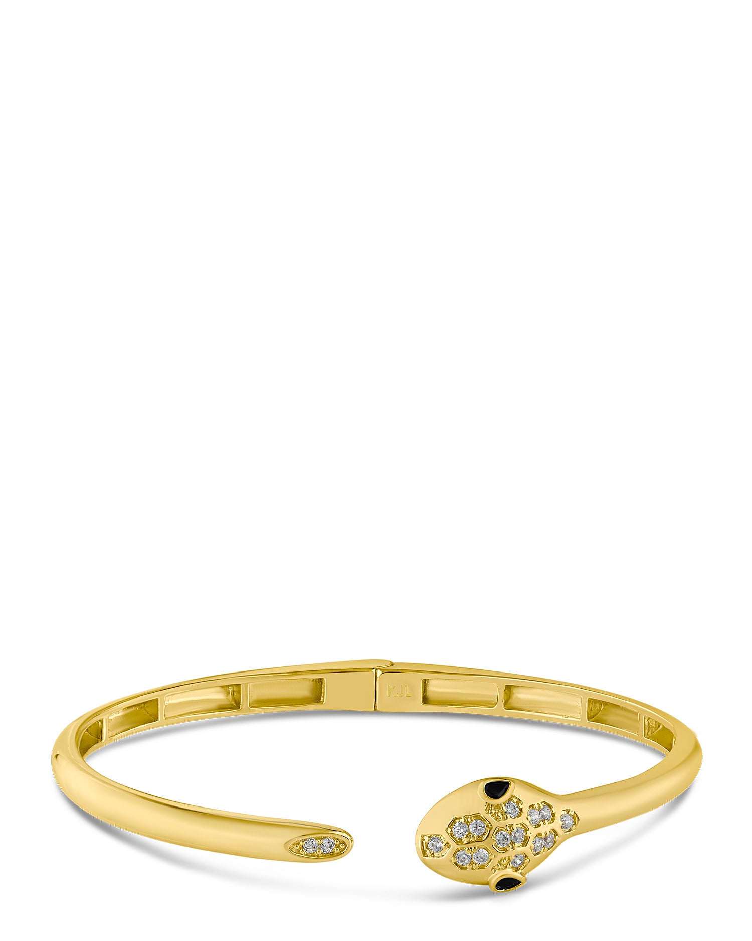 Pave Snake Head Open Bracelet