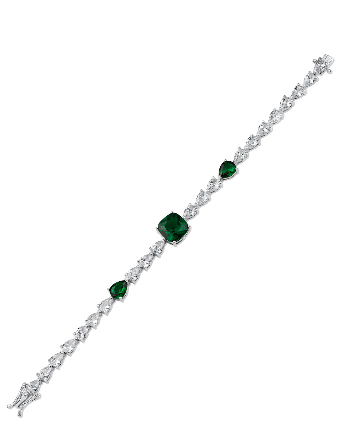 Emerald Green Cushion CZ Tennis Bracelet