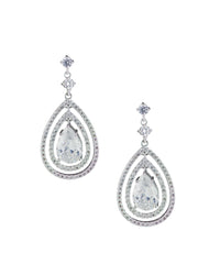 Double Halo Pear Earrings