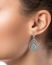 Double Halo Pear Earrings