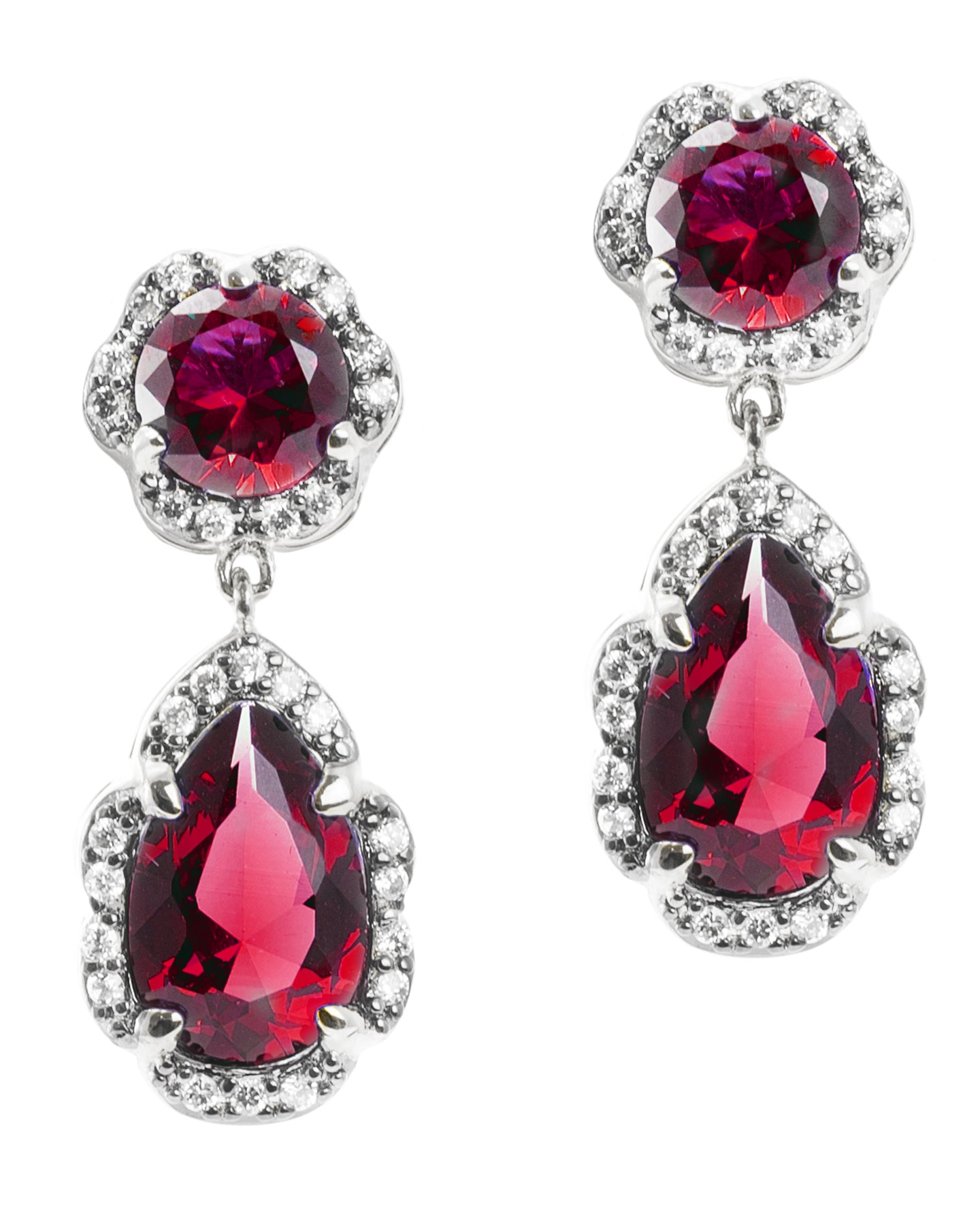 Round and Pear CZ Earrings