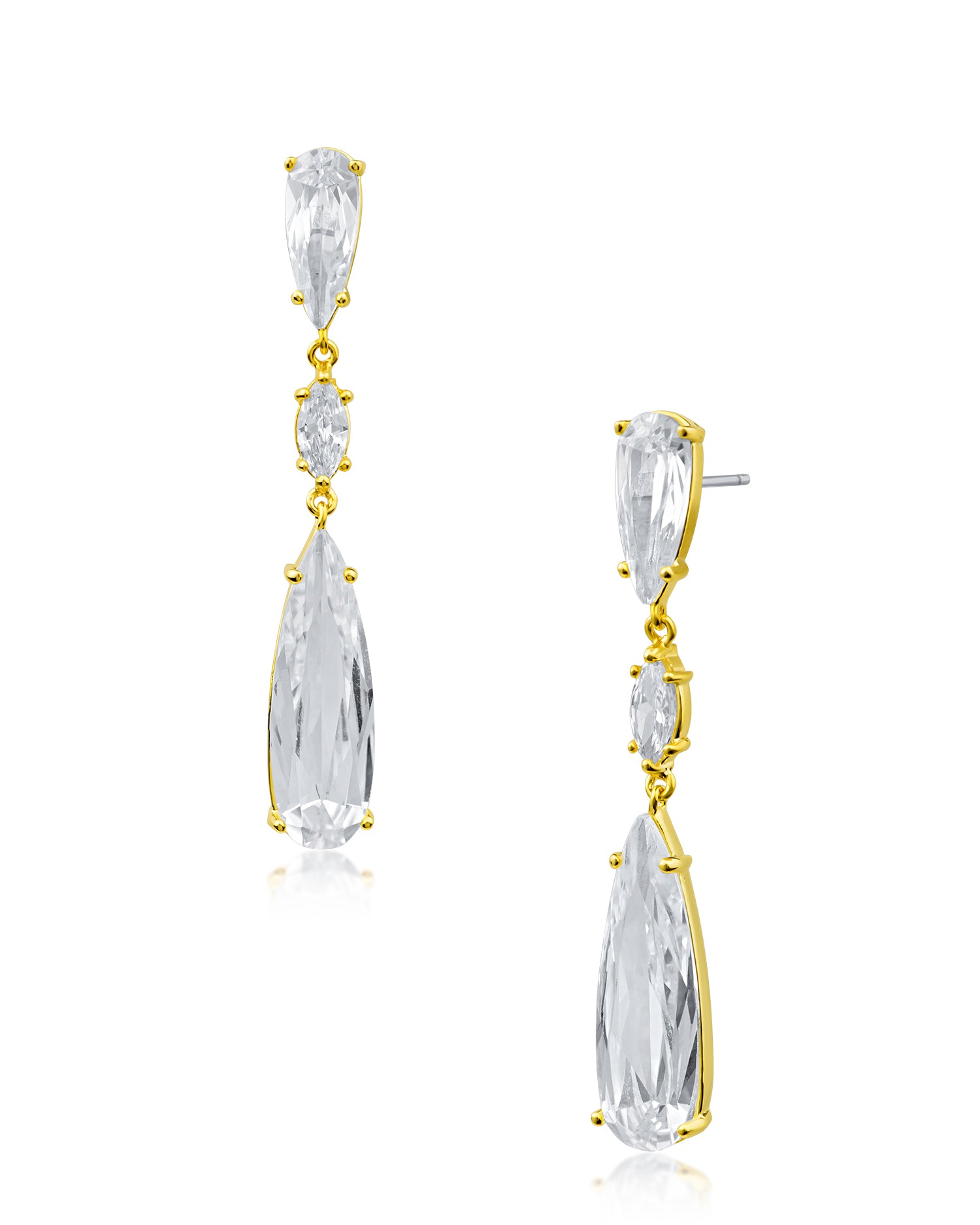 Elongated Pear CZ Drop Earrings