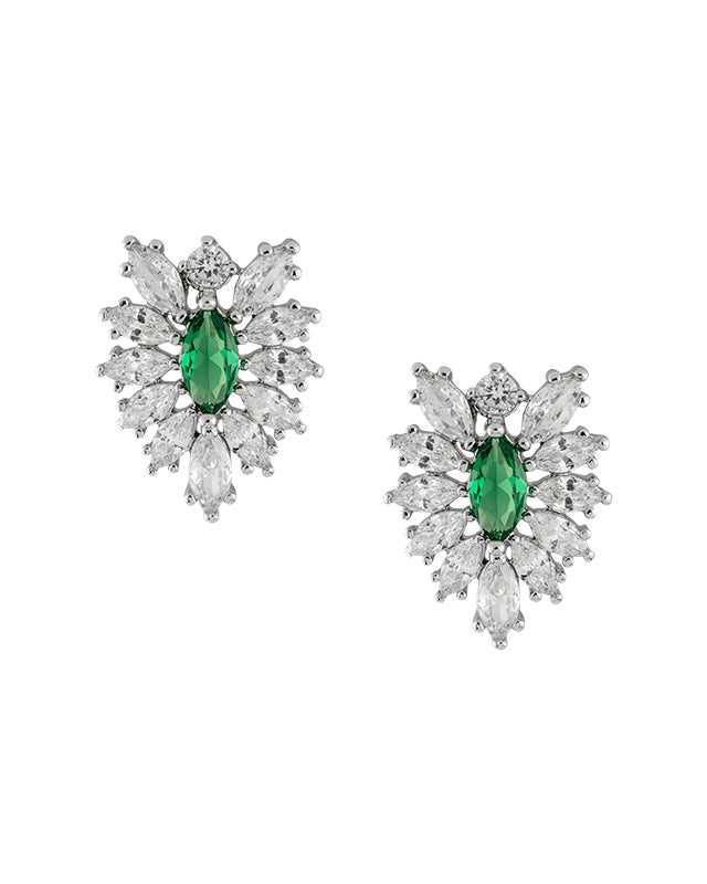 Pear CZ Cluster Earrings