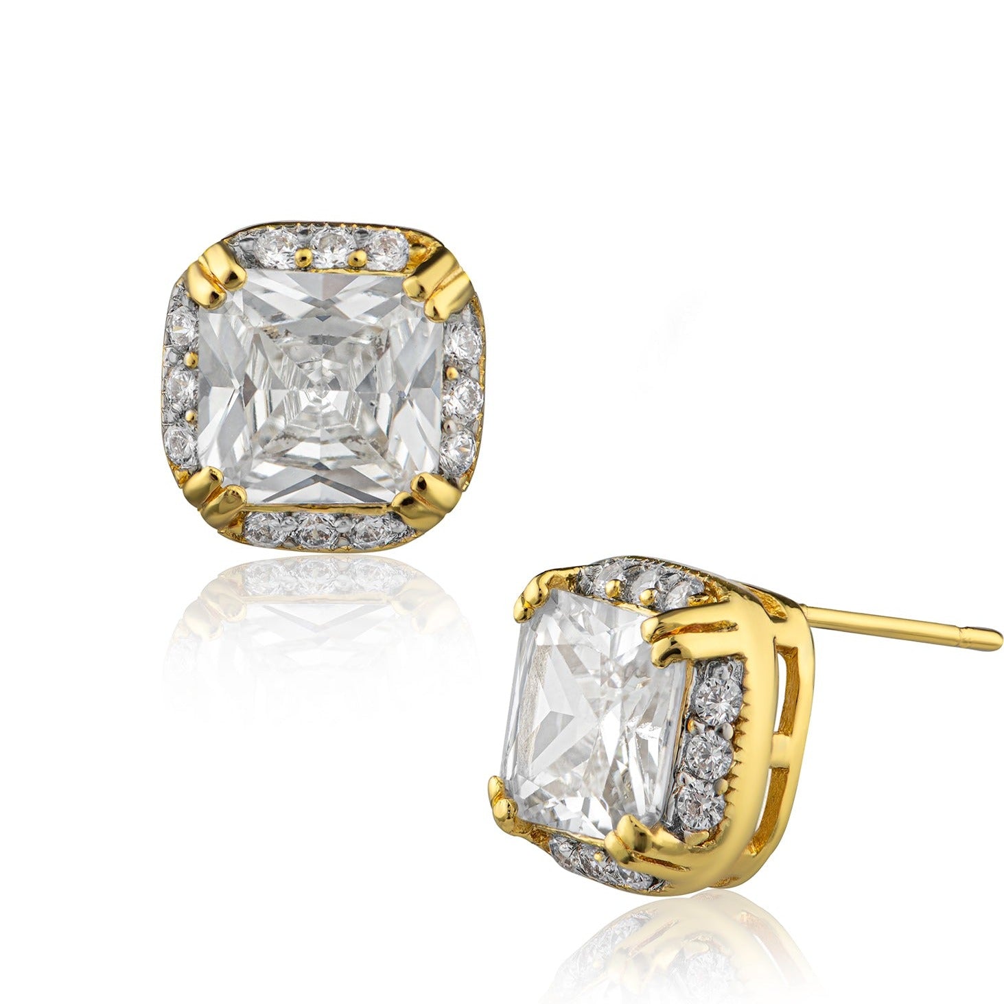 Princess CZ and Pave Trim Earrings