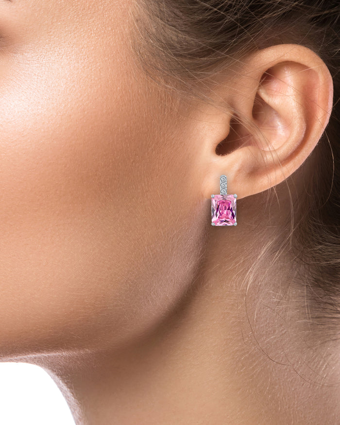 Small Pink CZ Drop Earrings