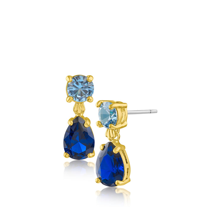 Delicate Aqua and Blue Sapphire Drop Earrings