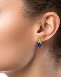 Delicate Aqua and Blue Sapphire Drop Earrings