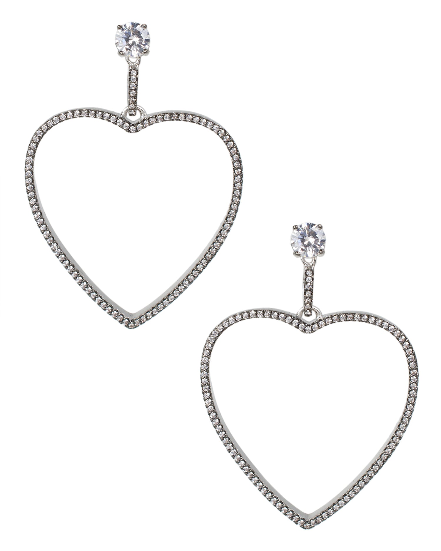 Pavé Open Heart Drop Earrings