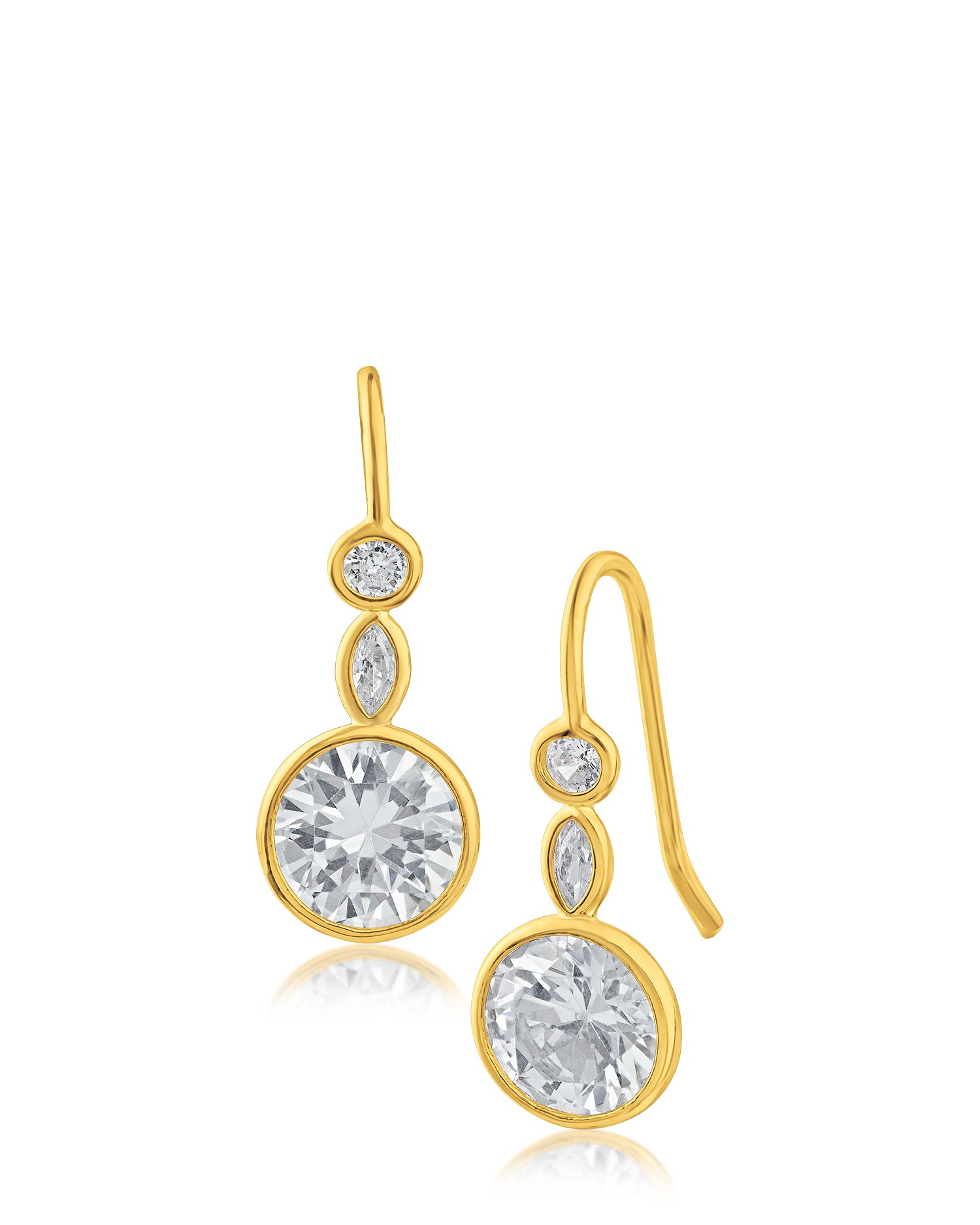 Round and Marquise CZ Wire Earrings