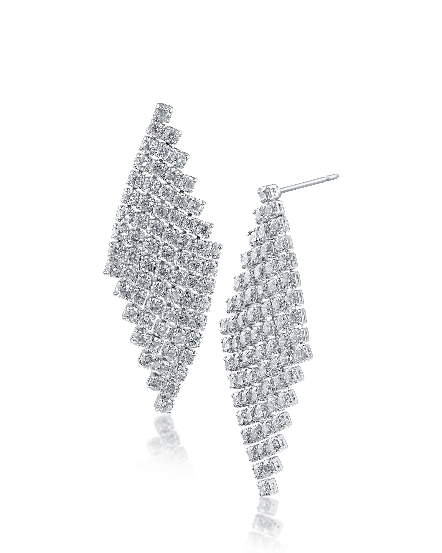 CZ Mesh Design Drop Earrings