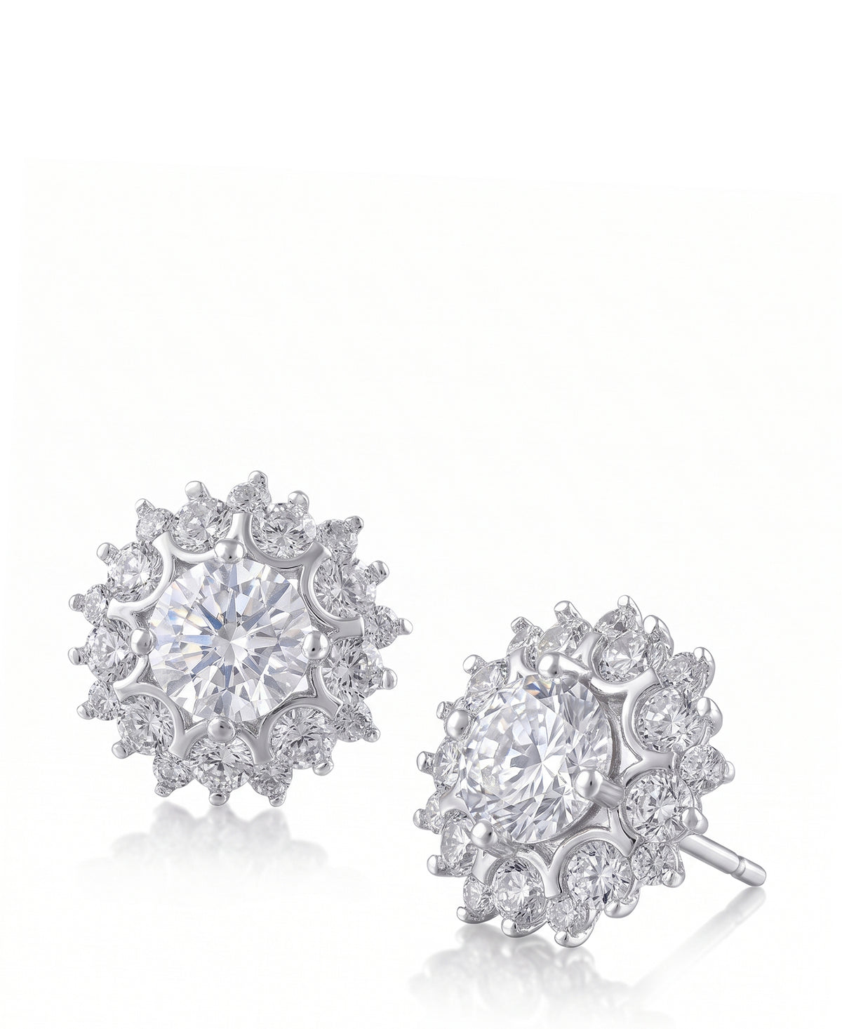 Round CZ Cluster Stud Earrings