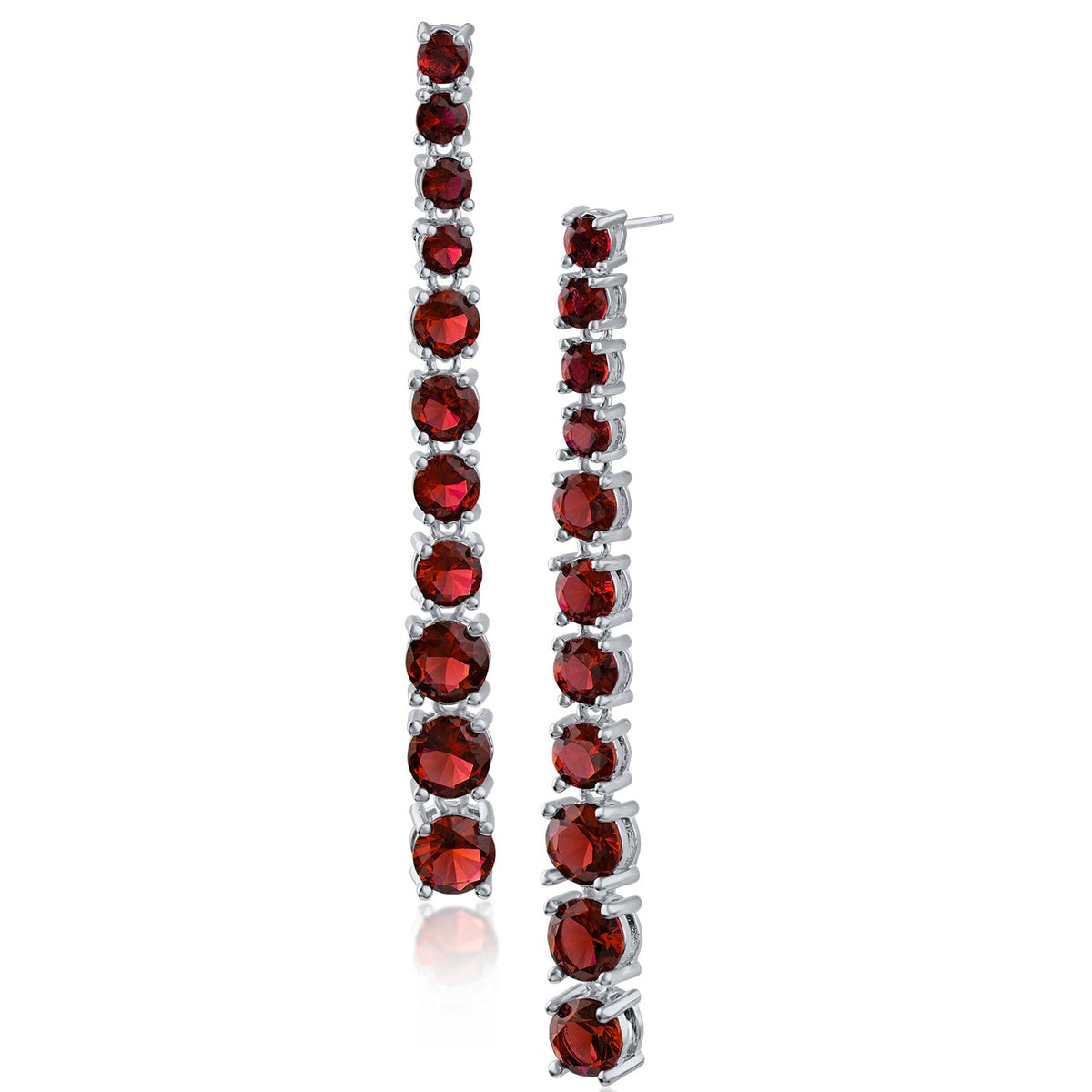 Ruby CZ Graduated Drop Earrings