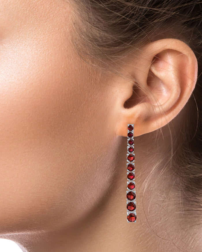 Ruby CZ Graduated Drop Earrings