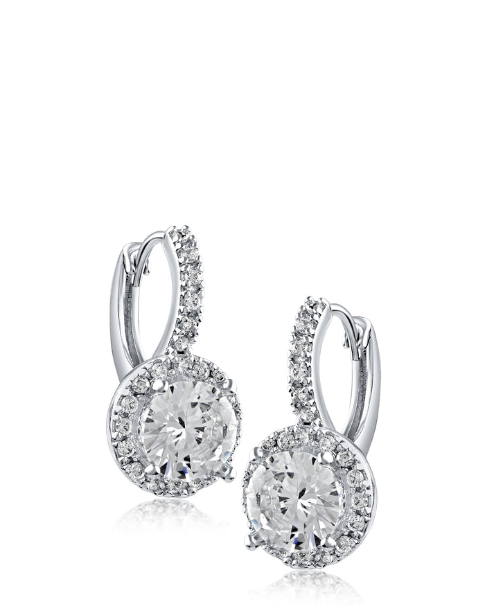 Round CZ with Pave Drop Earrings