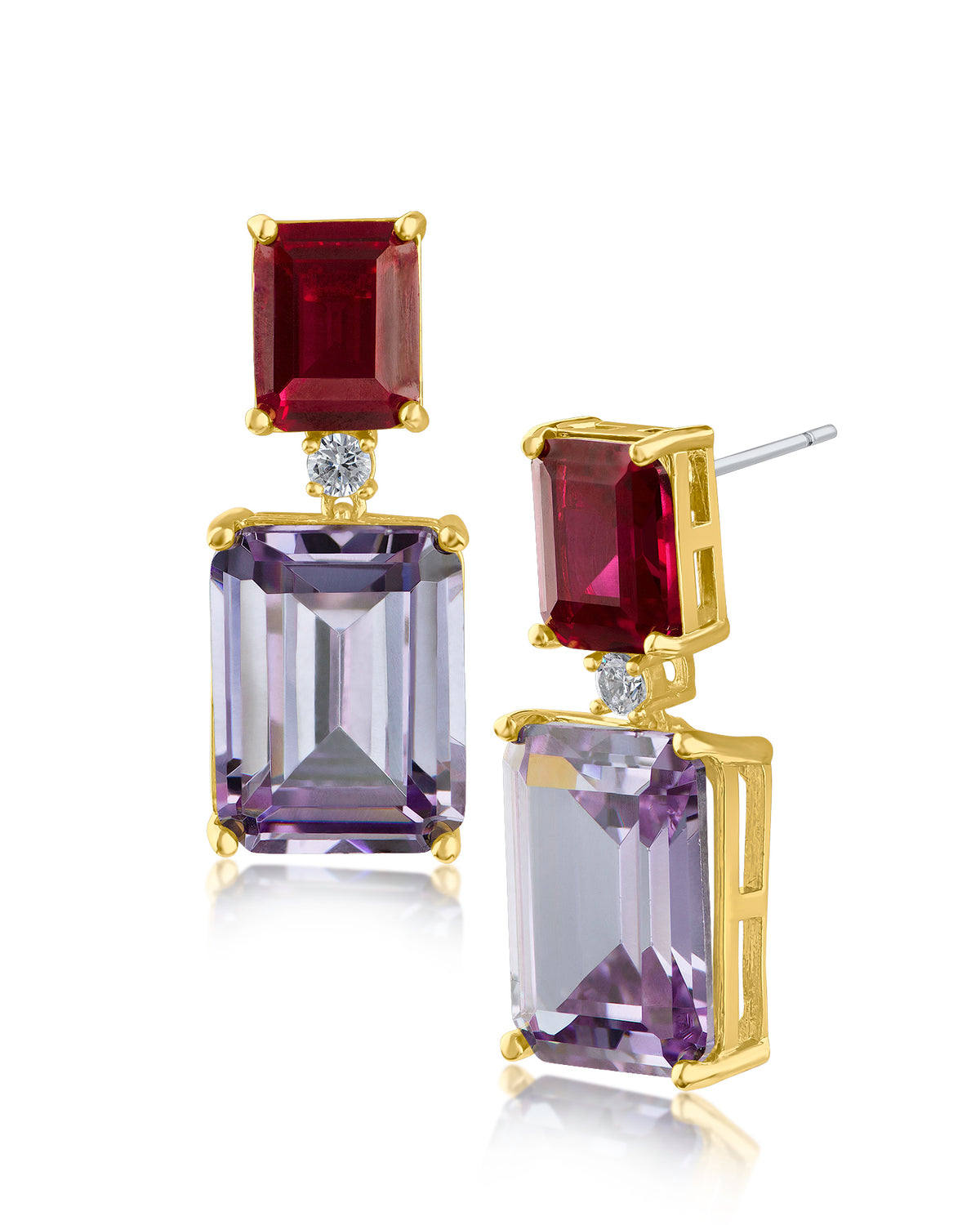 Ruby and Lavender Two Tone Earrings
