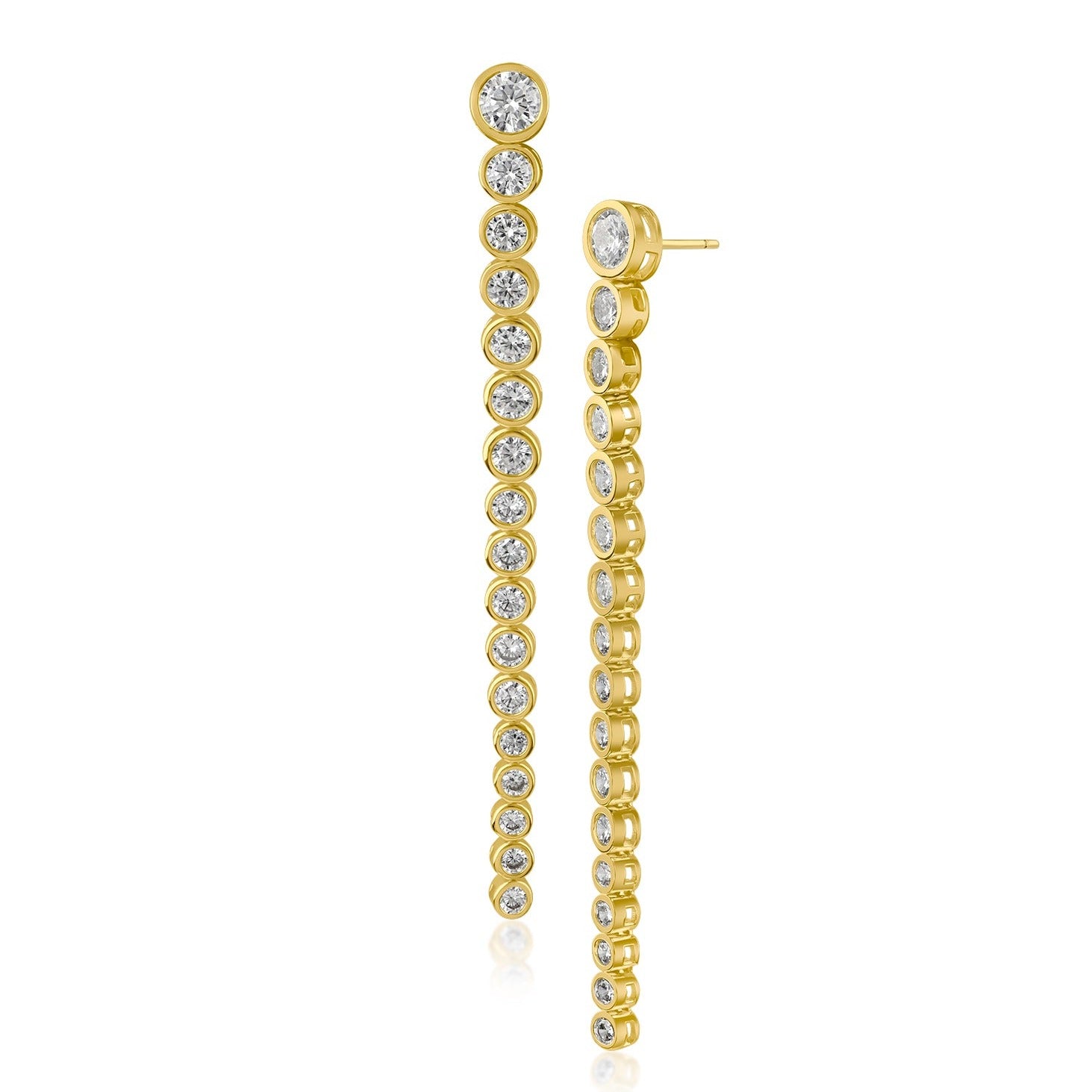 Round Graduated Bezel Drop Earrings