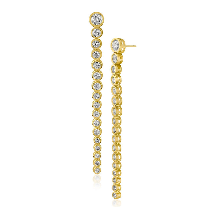 Round Graduated Bezel Drop Earrings
