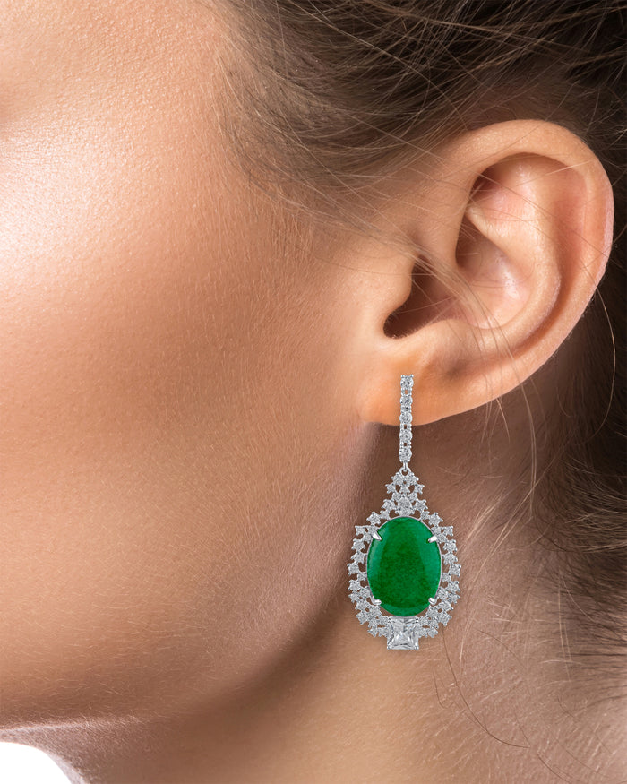 Oval Jade Drop Earrings