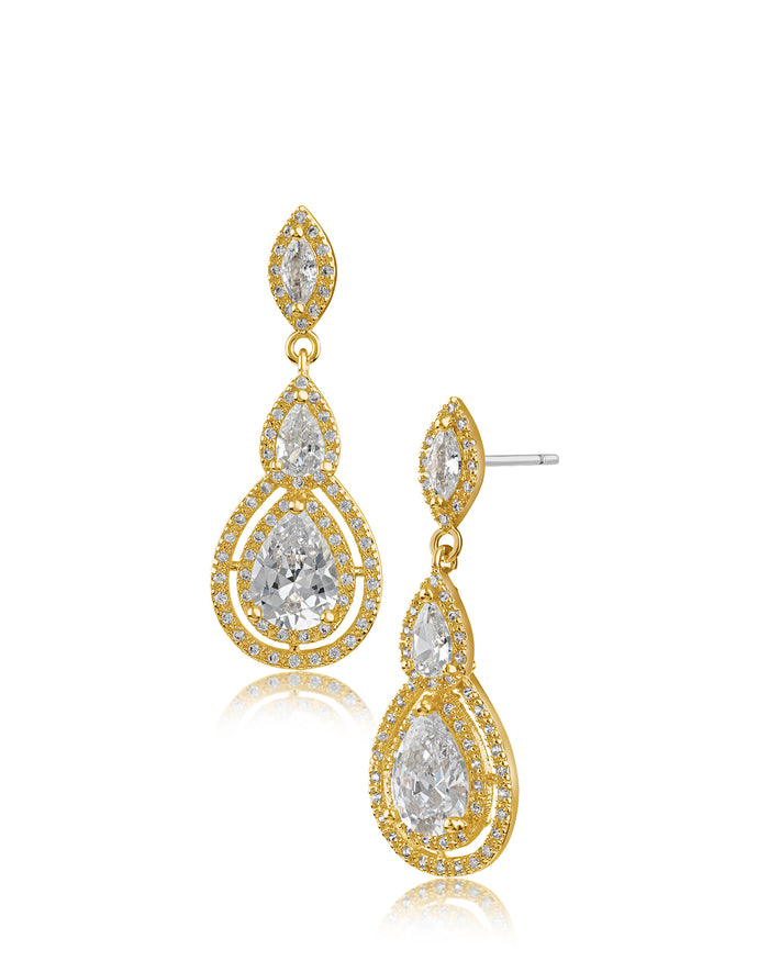 Pear and Pave CZ Drop Earrings