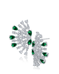 Round and Pear CZ Half Circle Earrings