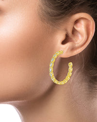 Oval Bezel Set Hoop Earrings