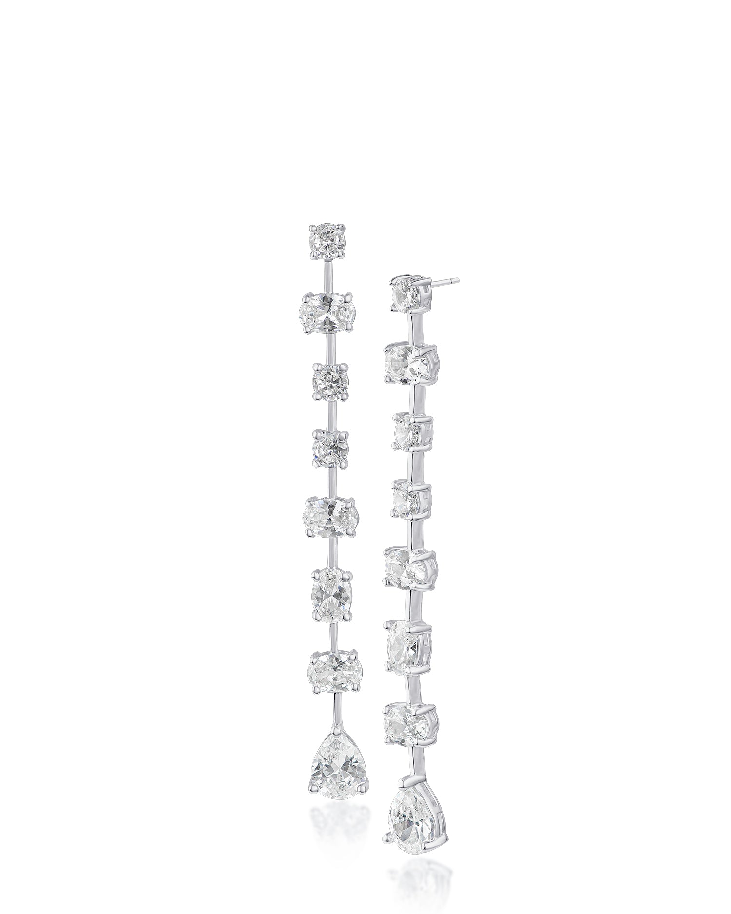 Round and Oval CZ Drop Earrings