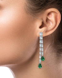 Baguette and Pear Double Drop Earrings