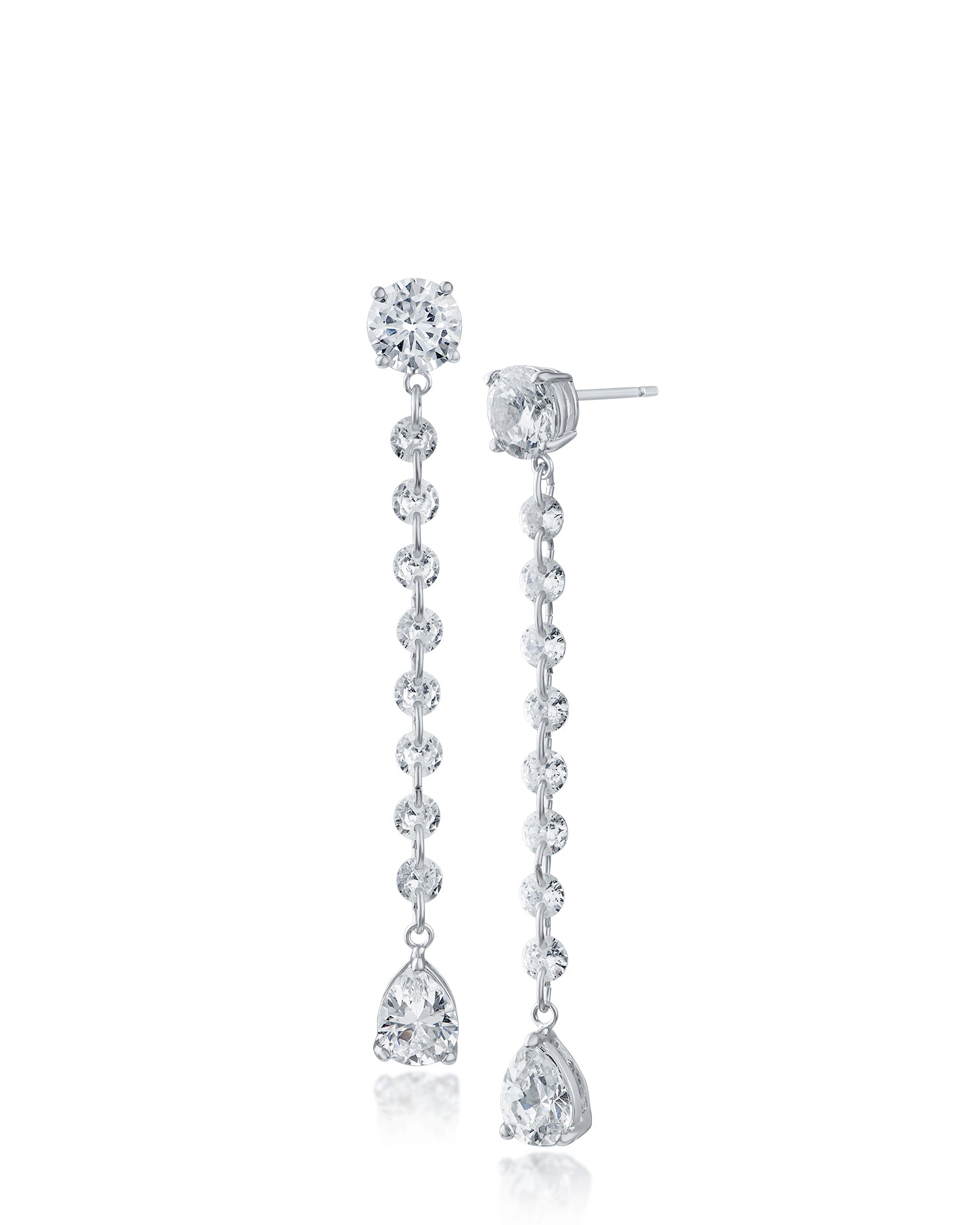 Round and Pear CZ Drop Earrings