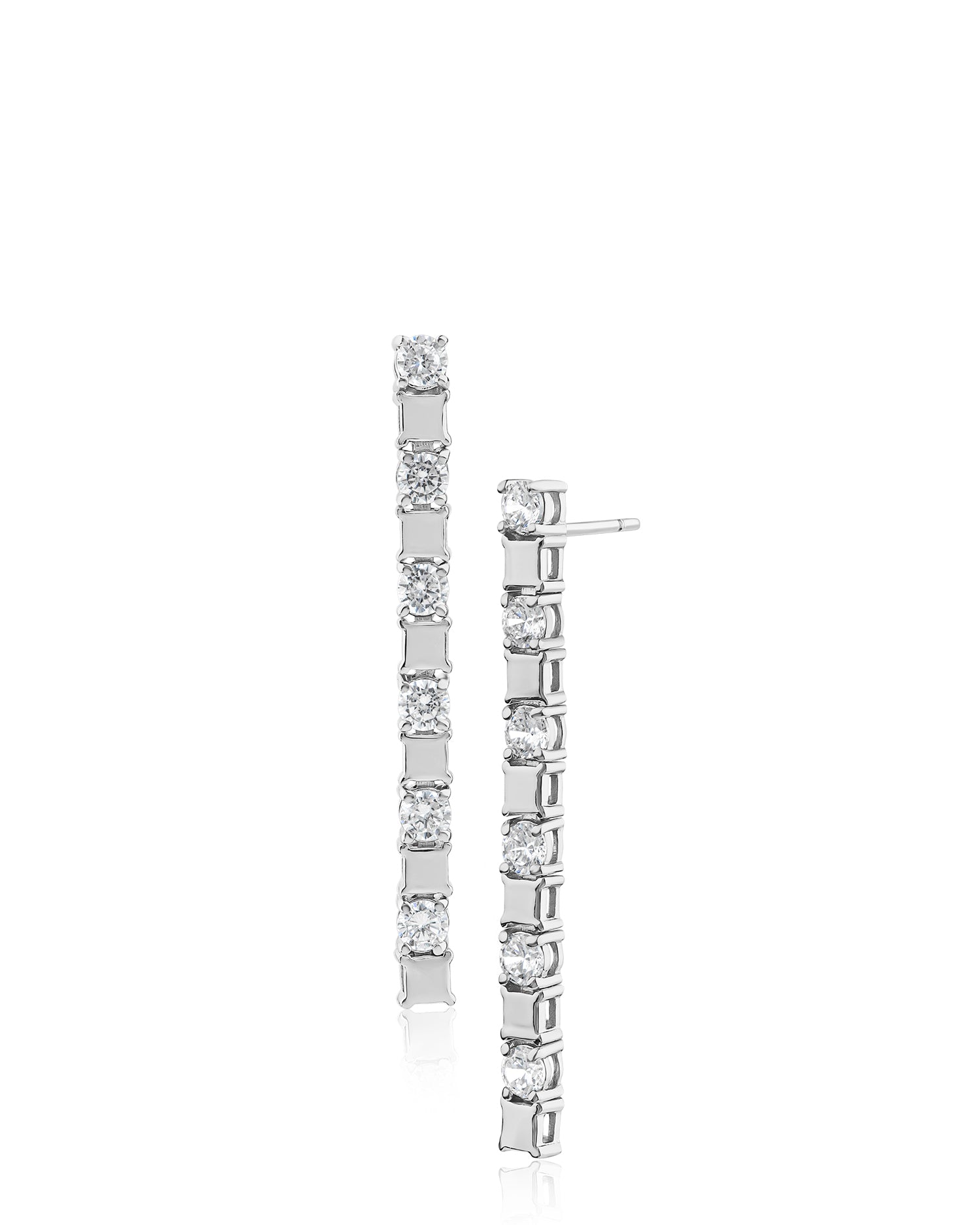 Modern Bar and CZ Earrings