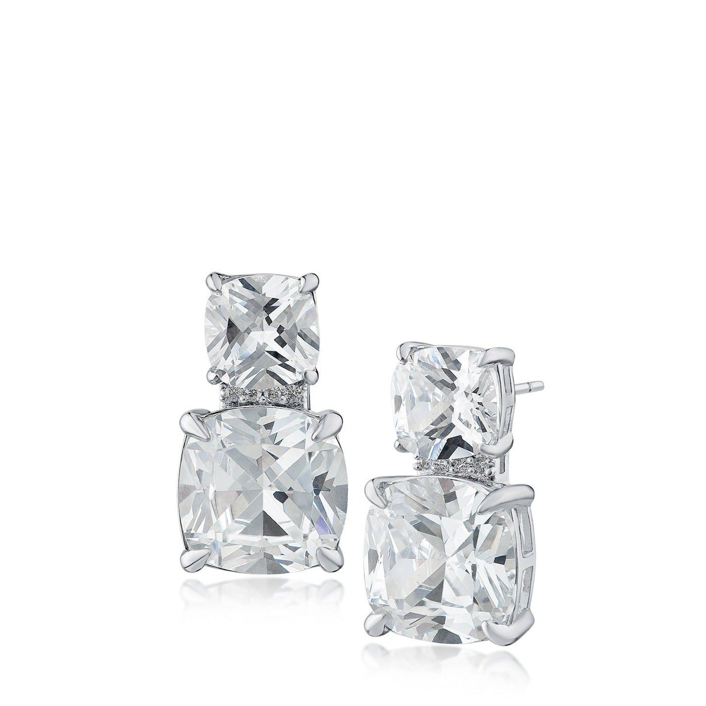 Double Cushion CZ Drop Earringa