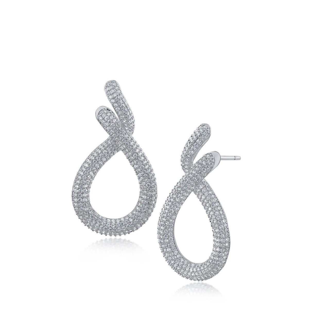 Pave CZ Knot Earrings