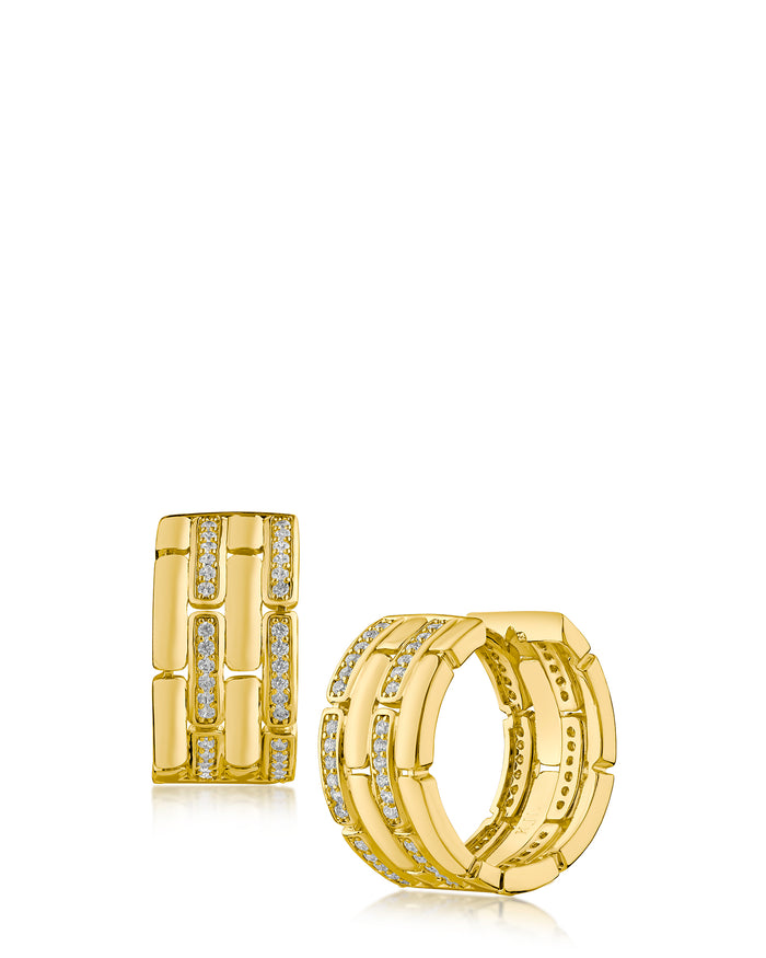 Pave Link Hoop Earrings