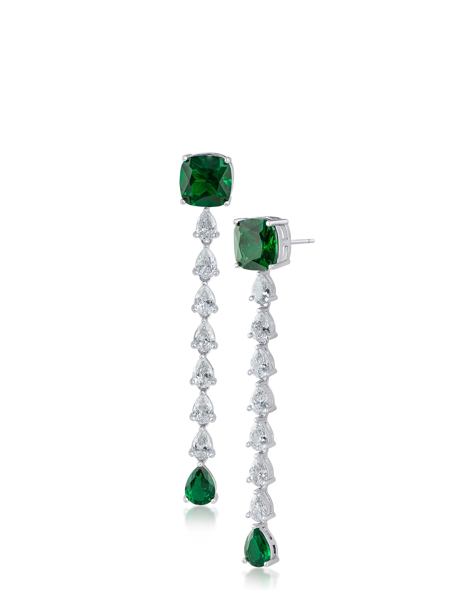 Cushion and Pear Linear Drop Earrings