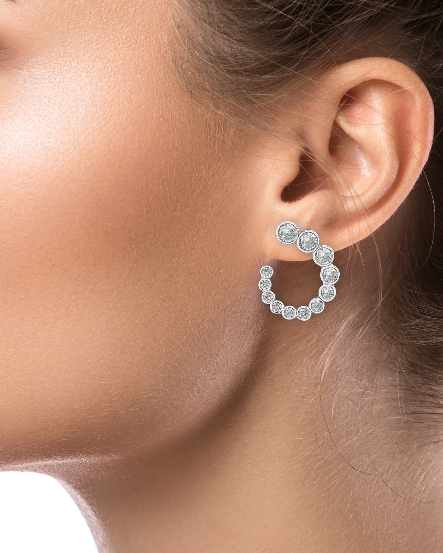 Round Bezel Set Open Circle Earrings