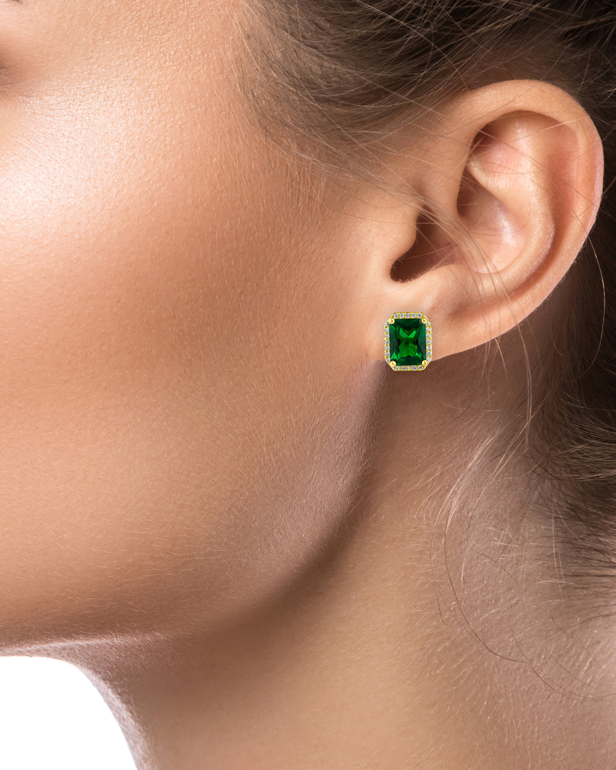 Emerald with Halo Studs