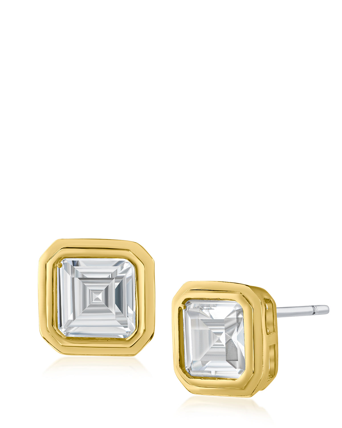 Asscher CZ Vintage Bezel Studs