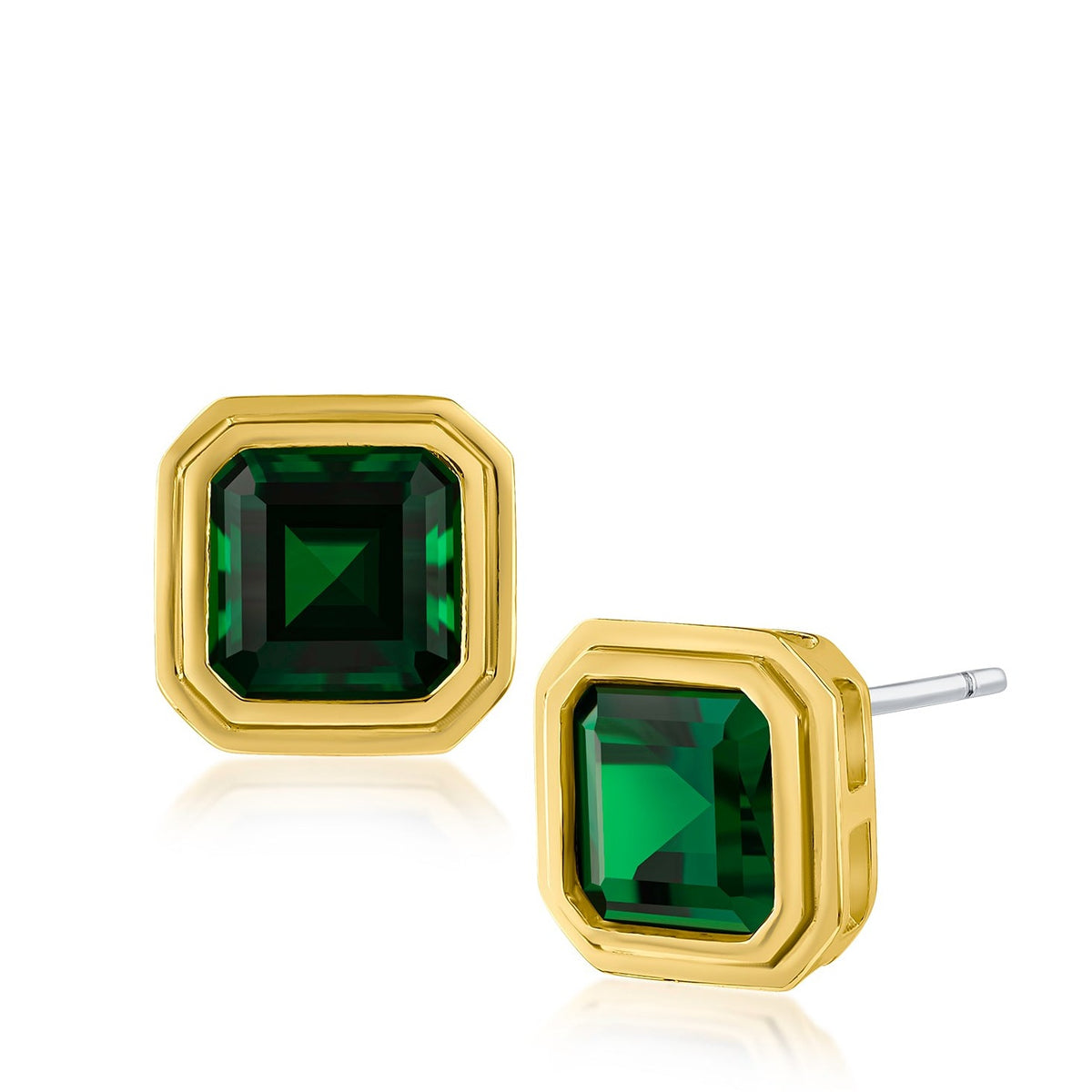 Asscher CZ Vintage Bezel Studs