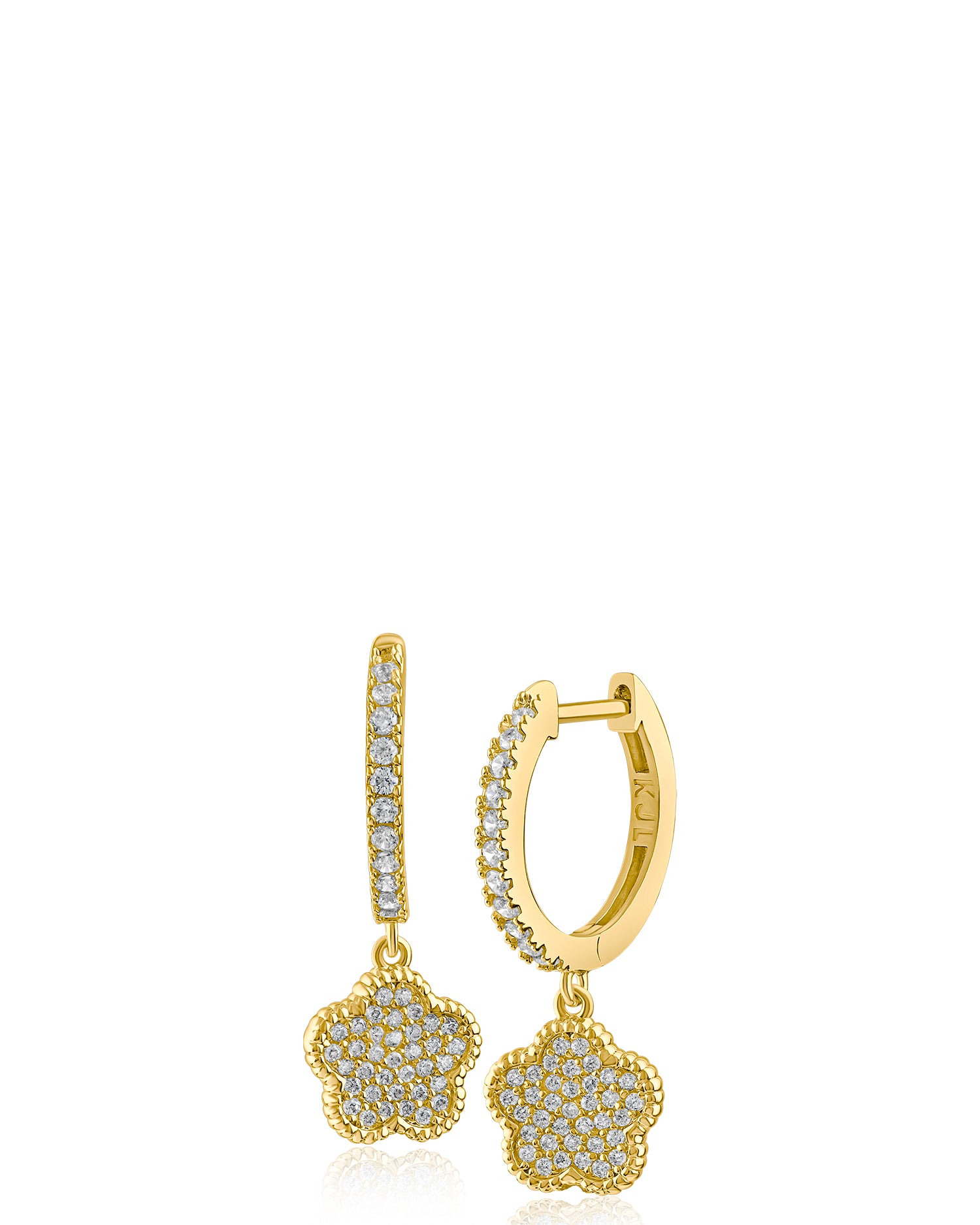 Pavé Clover Drop Huggie Earrings