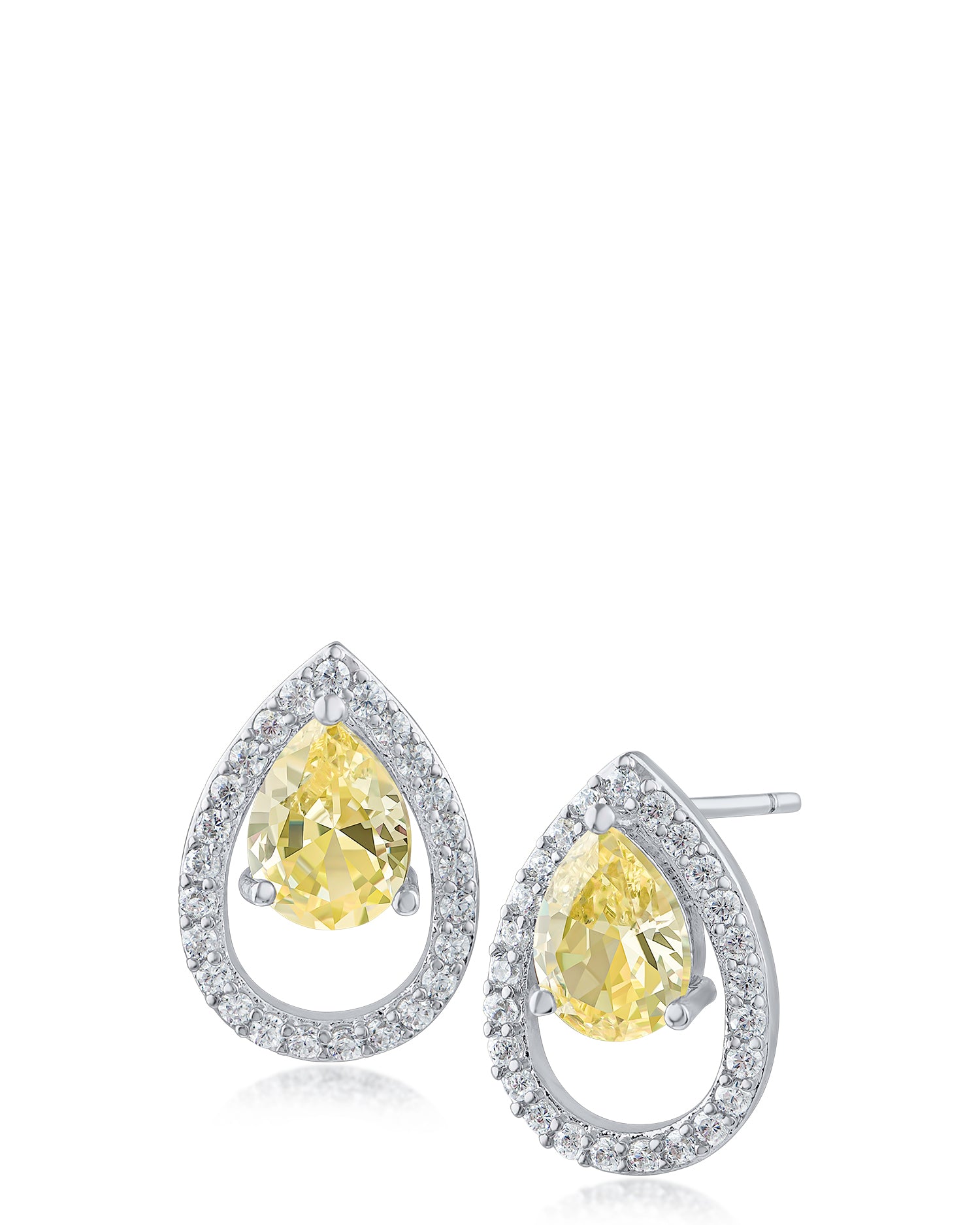 Pear CZ with Halo Studs