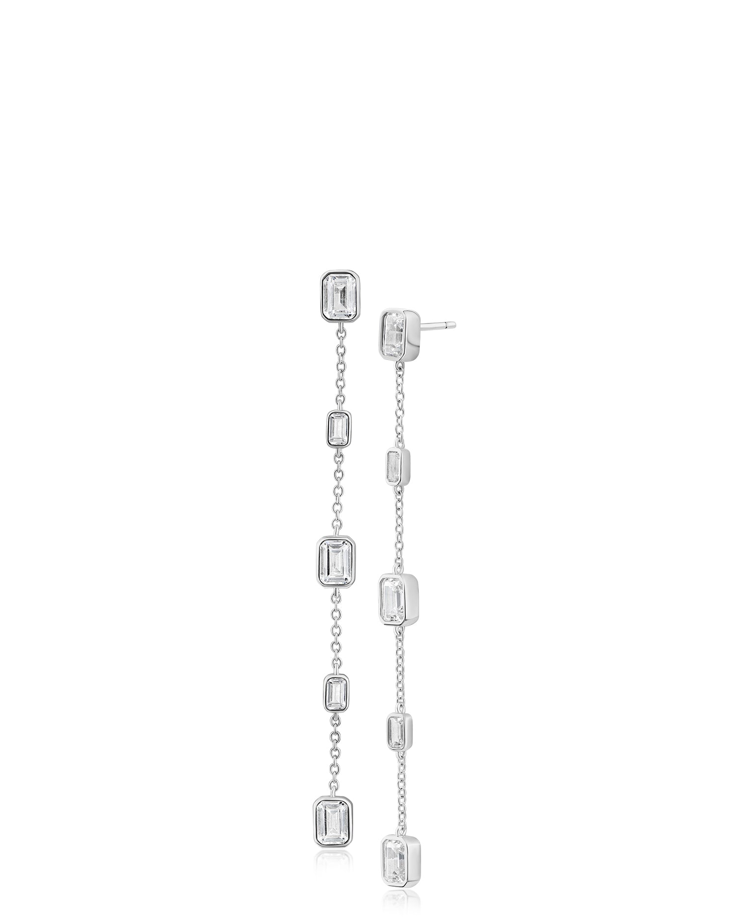 Alternating Emerald CZ Drop Earrings